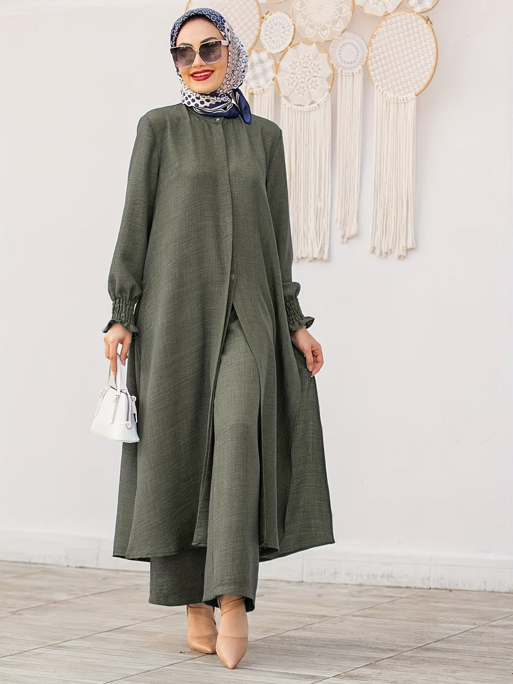 Elegant Pure Muslim Casual Pants Set