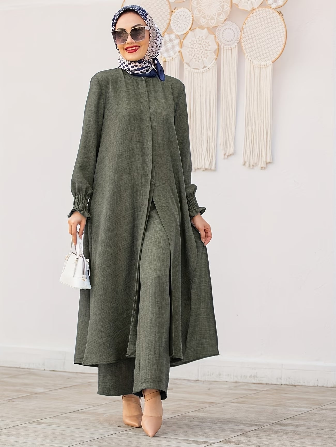 Elegant Pure Muslim Casual Pants Set